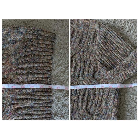 Christopher & Banks Chunky Knit Sweater L Brown Cotton Blend Rainbow Speckles - Picture 6 of 6